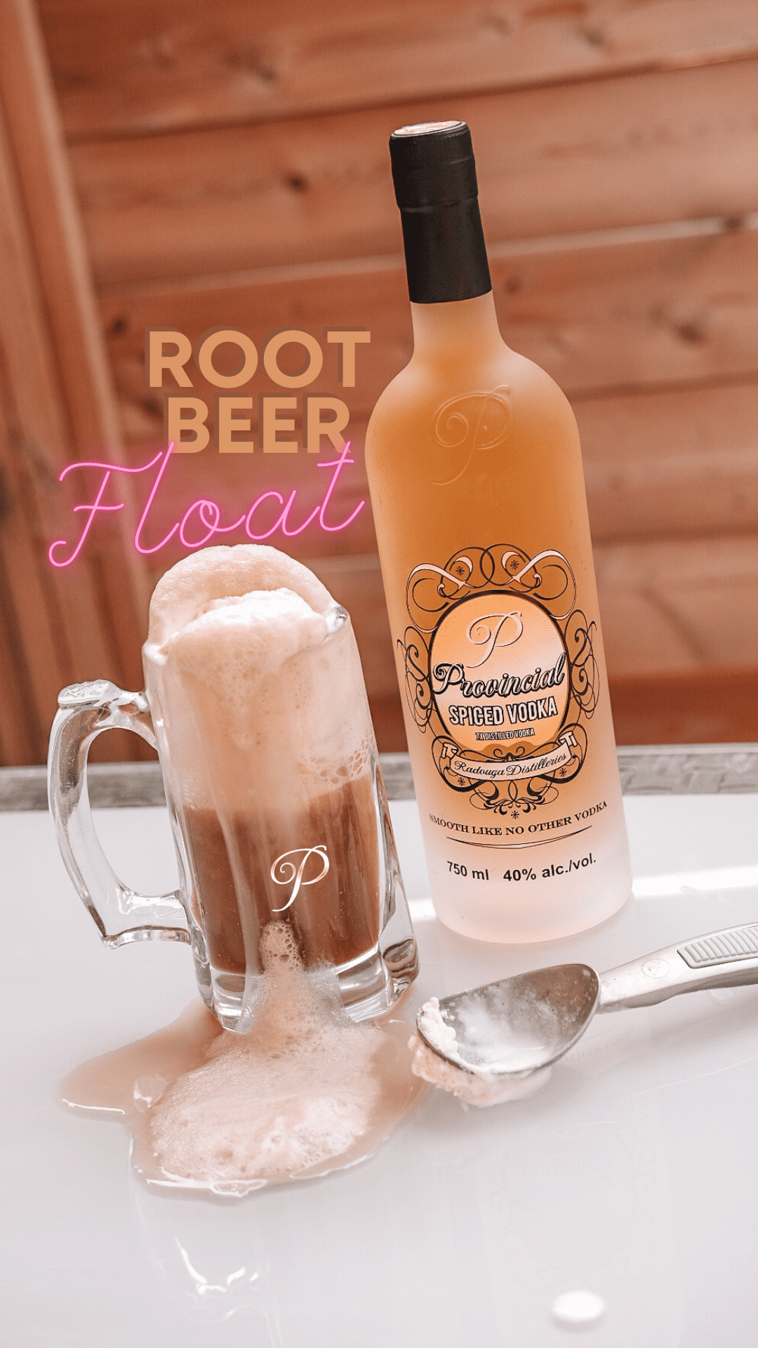 Glass of vodka with ice-cream